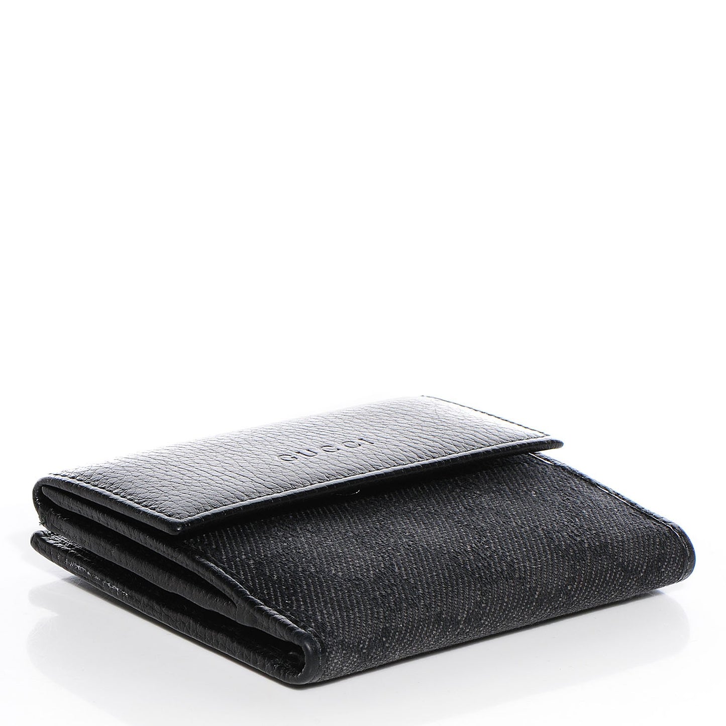 Denim Monogram French Flap Wallet Black