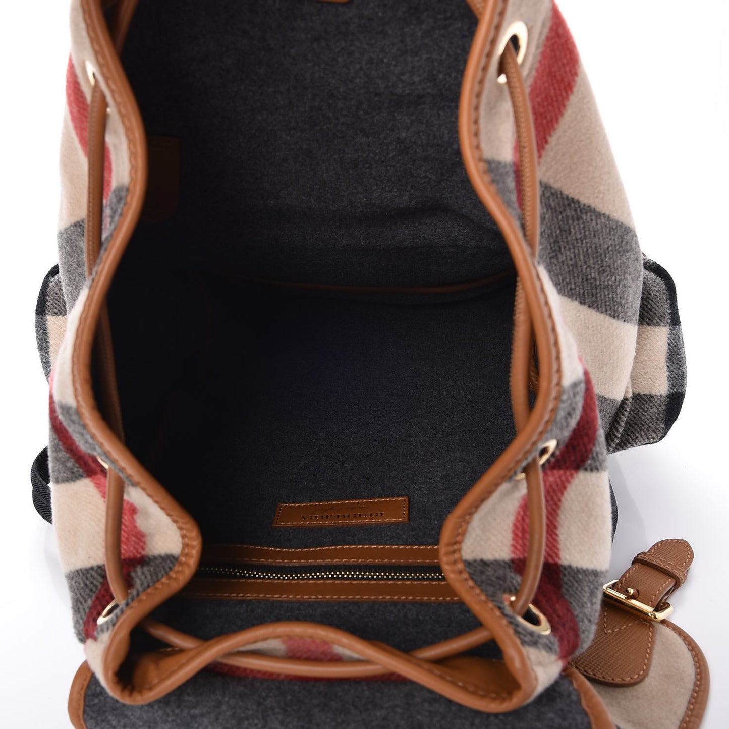 Wool Mega Check Large Rucksack Backpack Grey