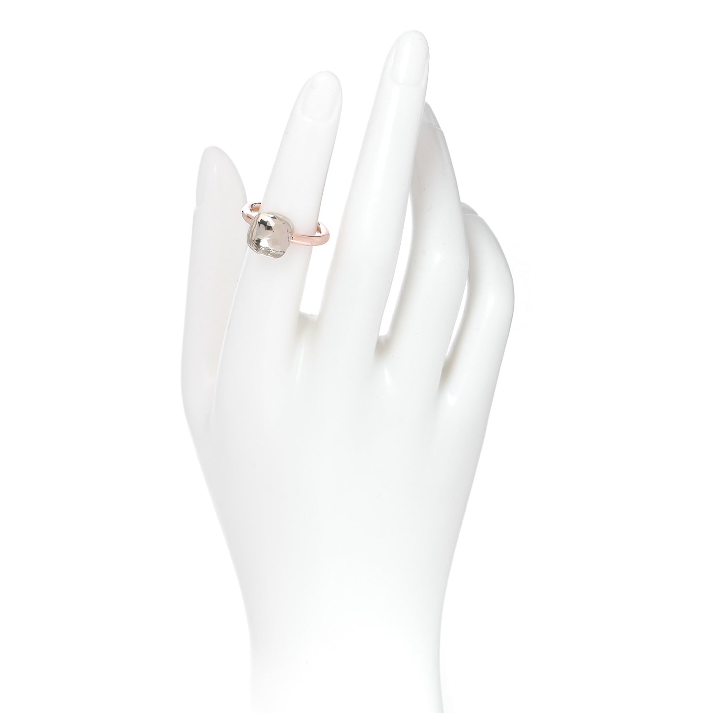 18K Rose Gold White Topaz Classic Nudo Ring 54 6.75