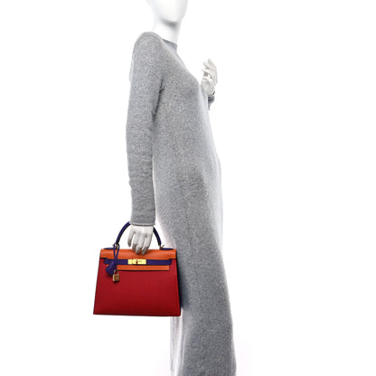 Hermes Epsom Horseshoe Kelly Sellier 28 Rose Tyrein Rouge Casaque Orange Crocus 2 of 11