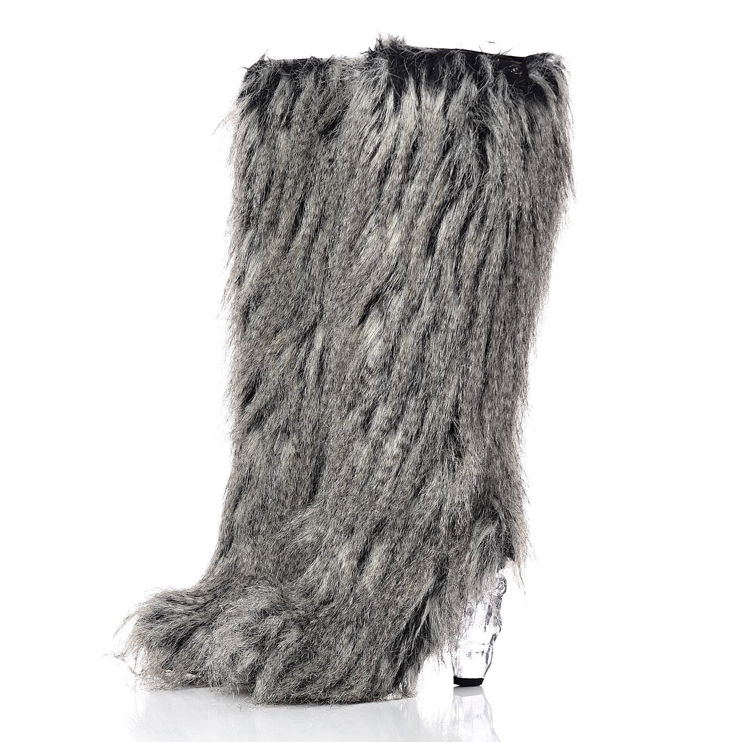 Chanel Fantasy Fur Icicle Heel Mukluks 39 Boots Gray 3 of 8