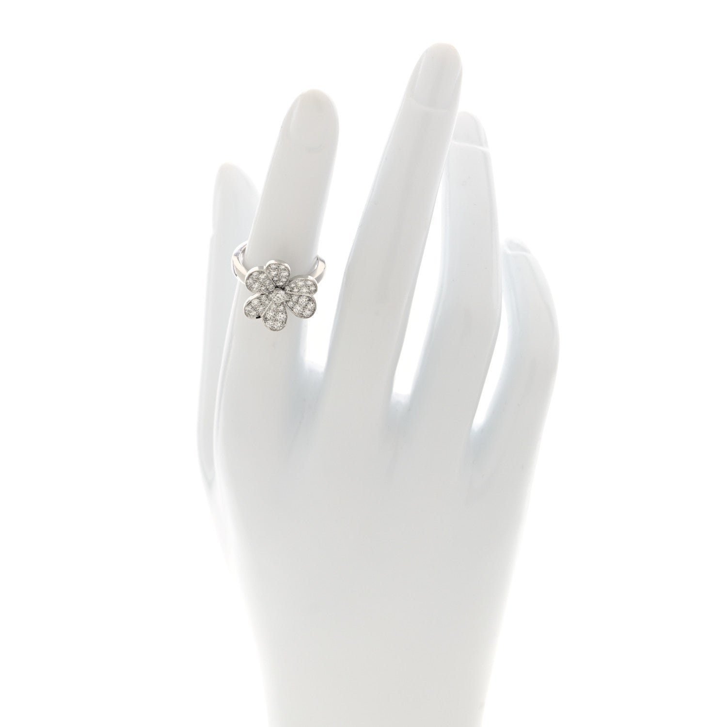Van Cleef & Arpels 18K White Gold Diamond Small Frivole Ring 48 4.5 2 of 4