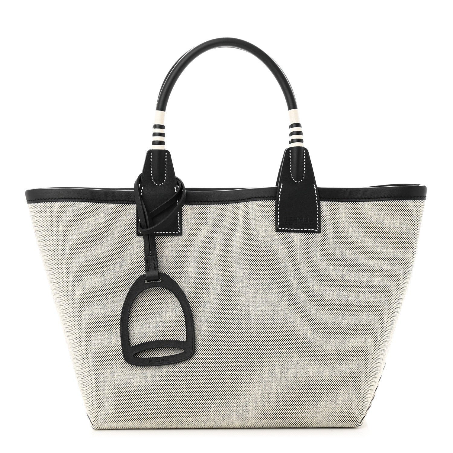Hermes Military Toile Canvas Swift Steeple 25 Bag Ecru Black 1 of 12