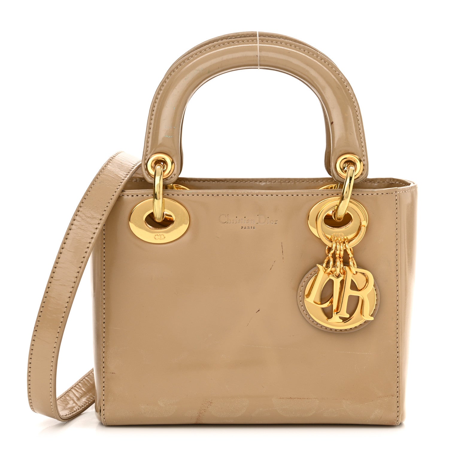 Christian Dior Patent Mini Lady Dior Beige 1 of 19