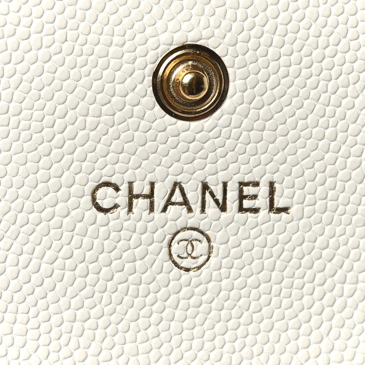 Caviar Quilted Enamel Coco Casino Flap Card Holder Wallet White