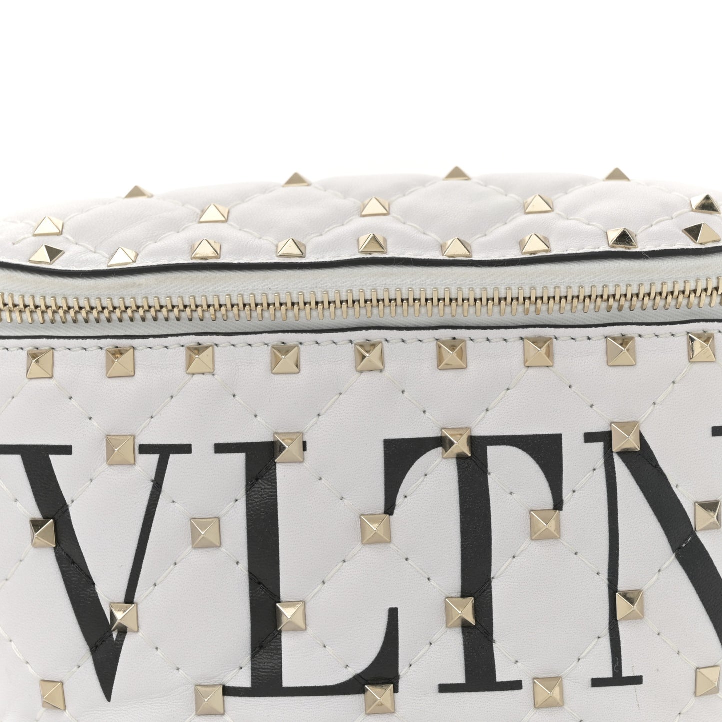 Lambskin VLTN Rockstud Spike It Belt Bag 85 White Black