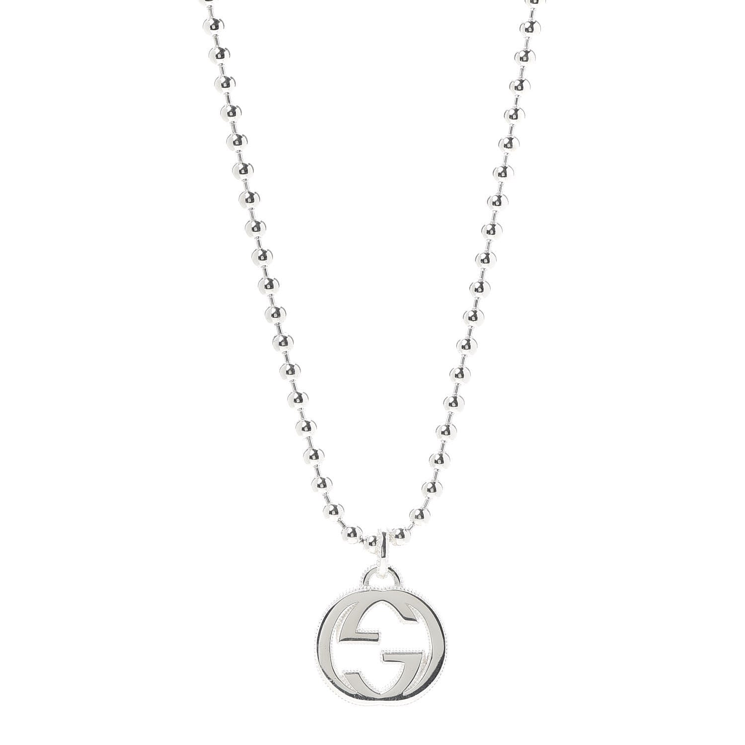 Gucci Sterling Silver Boule Interlocking G Pendant Necklace 1 of 7