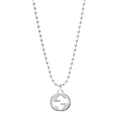 Gucci Sterling Silver Boule Interlocking G Pendant Necklace 1 of 7