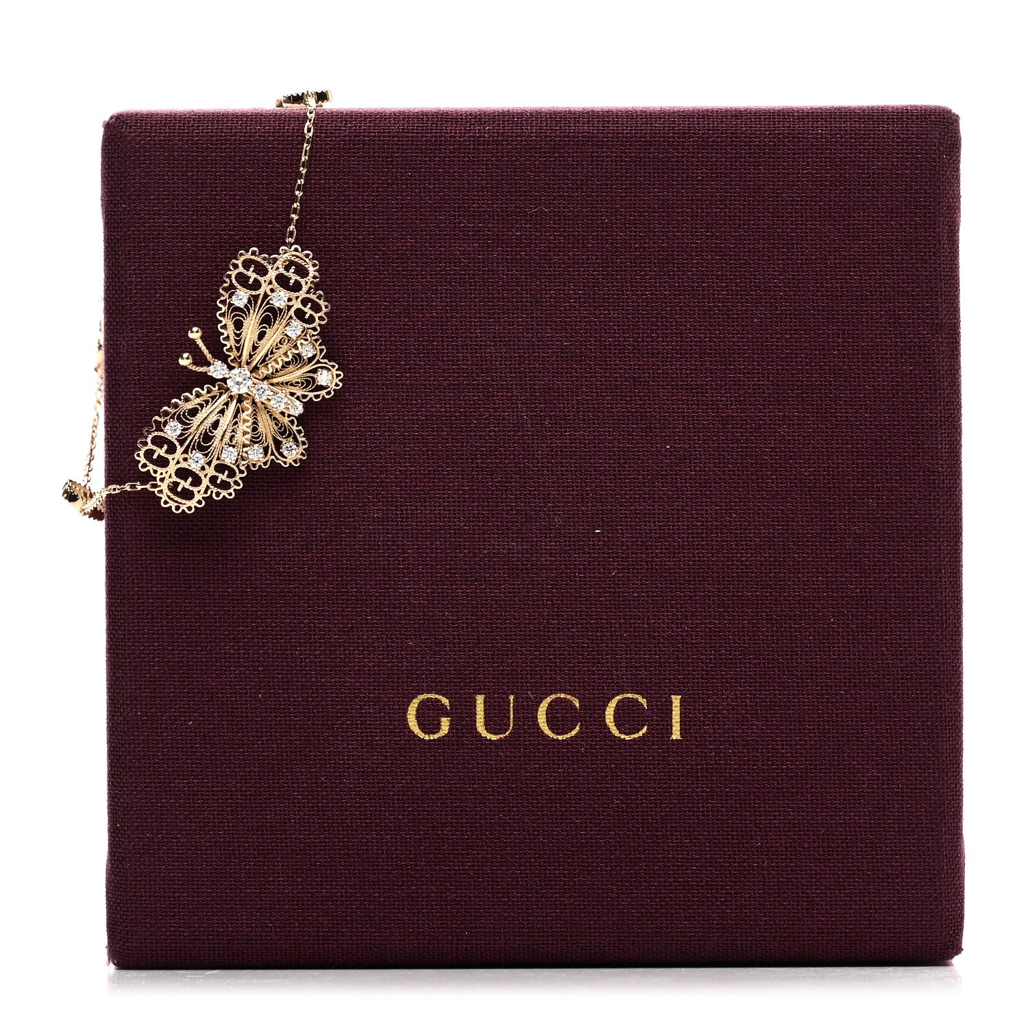 Gucci 18K Yellow Gold Diamond Le Marche Des Merveilles Butterfly Bracelet 17 4 of 4