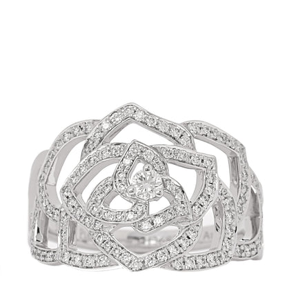 Piaget 18K White Gold Diamond .55ct Rose Ring 51 5.75 1 of 6