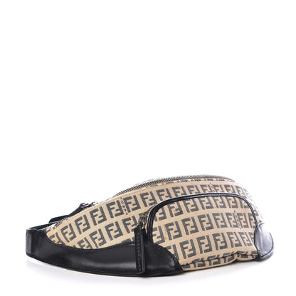 Fendi Zucchino Vitello Pocket Waist Bag Beige Azzurro Blue 4 of 11