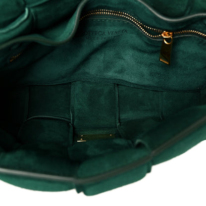 Bottega Veneta Suede Maxi Intrecciato Padded Chain Cassette Crossbody Bag Emerald Green 5 of 12