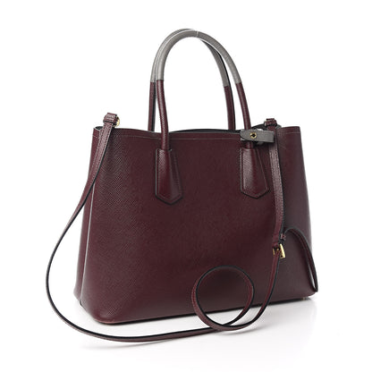 Prada Saffiano Cuir Medium Double Bag Granato Marmo 3 of 12