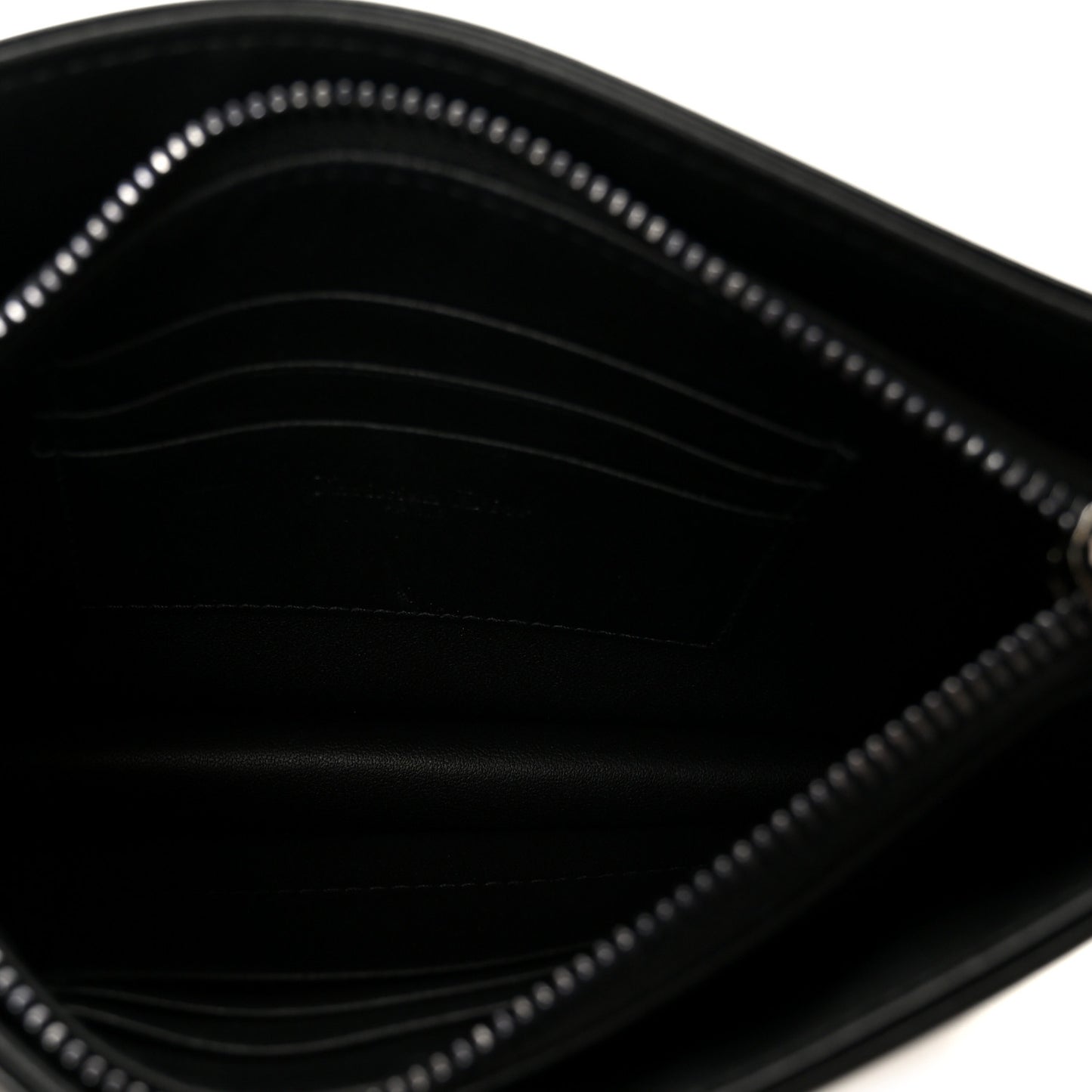 Calfskin Macrocannage Diamond Caro Zipped Pouch With Chain Black
