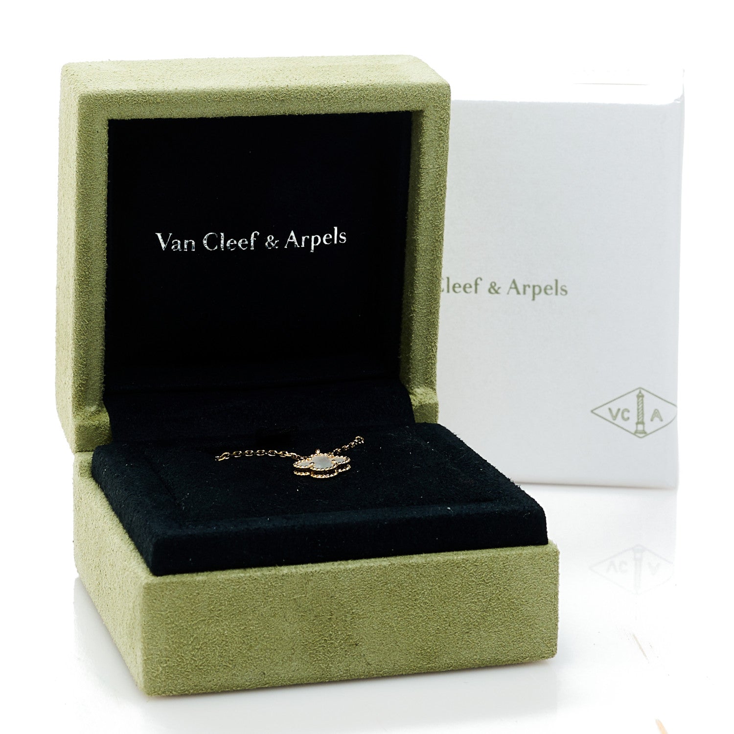 Van Cleef & Arpels 18K Yellow Gold Mother of Pearl Sweet Alhambra Pendant Necklace 6 of 6