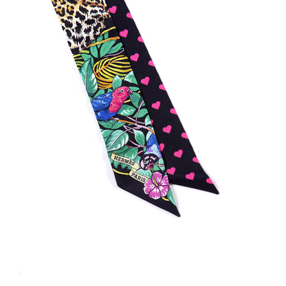 Hermes Silk Jungle Love Love Twilly Black Vert Rose Vif 2 of 4