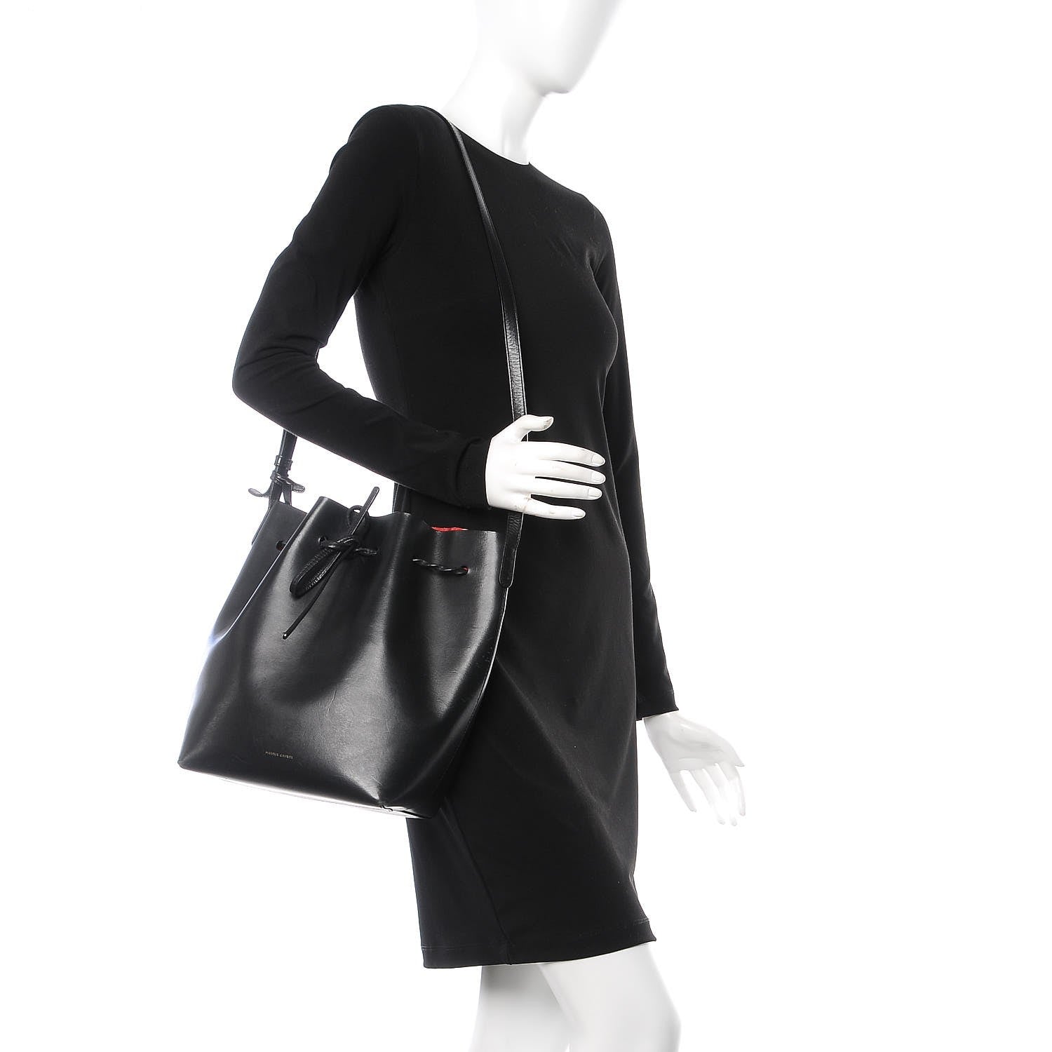 Mansur Gavriel Vegetable Tanned Calfskin Bucket Bag Black Flamma 2 of 13