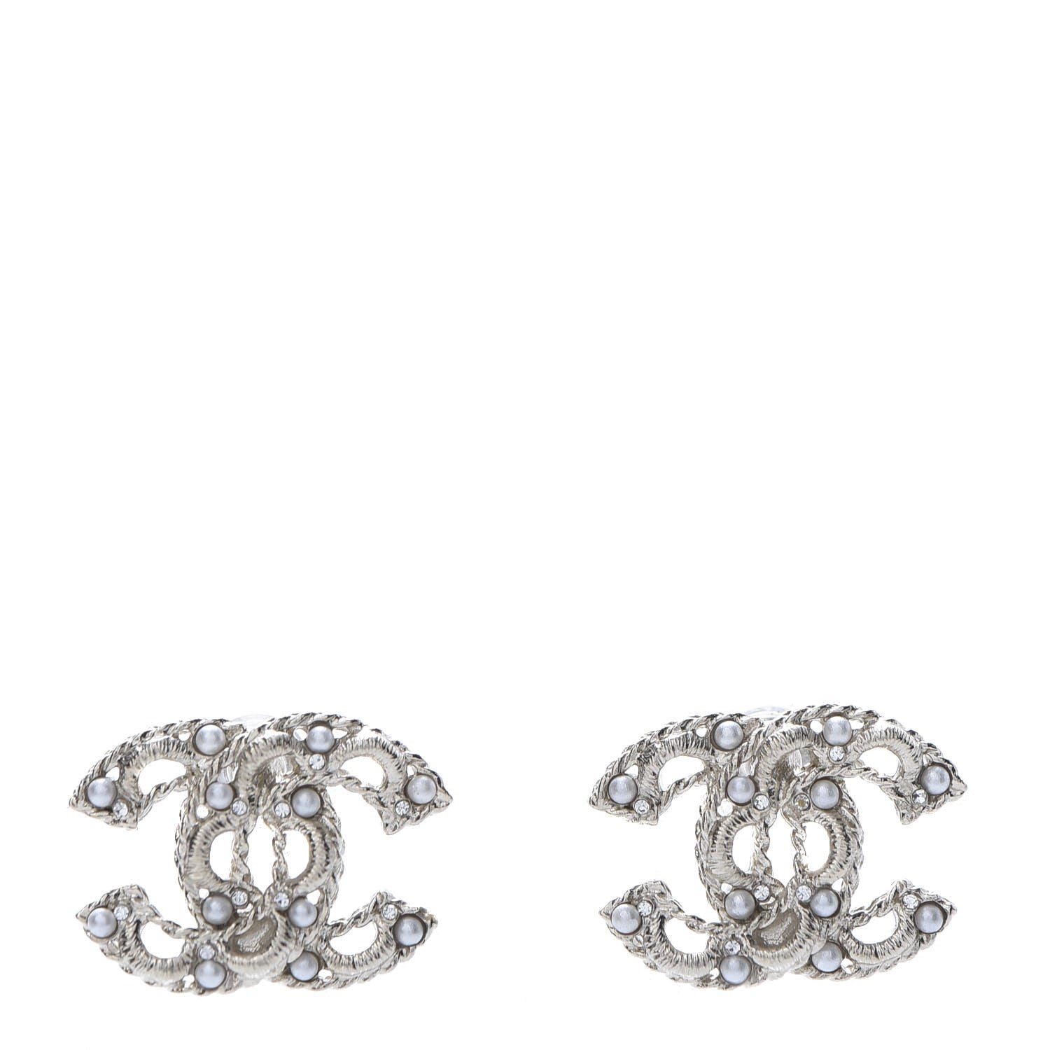 Chanel Pearl Crystal CC Earrings Gold 1 of 5
