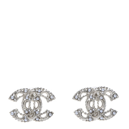 Chanel Pearl Crystal CC Earrings Gold 1 of 5