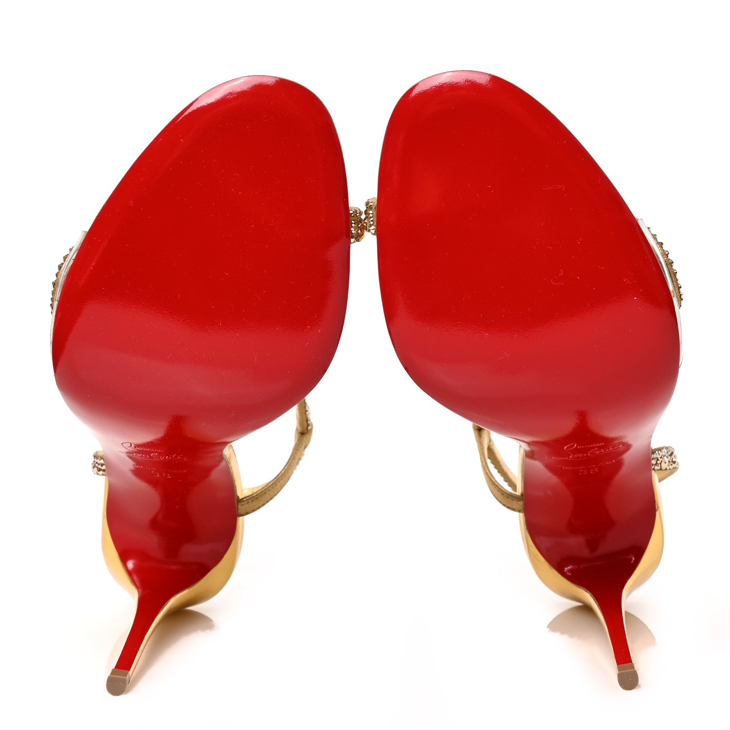 Christian Louboutin Crystal Strass Rosalie 100 Sandals 38 Cry Aurum Gold 5 of 8