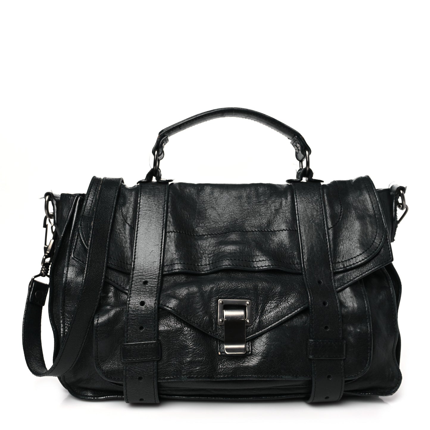Lambskin Medium PS1 Plus Zip Satchel Black