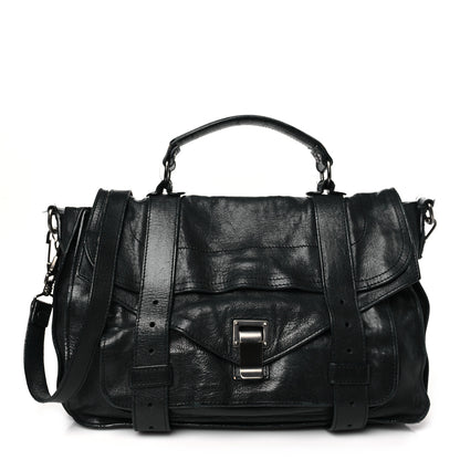 Proenza Schouler Lambskin Medium PS1 Plus Zip Satchel Black 1 of 16