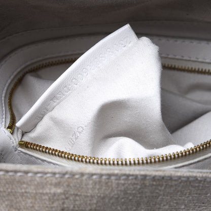 Fendi Linen Embroidered Baguette Beige White 6 of 11