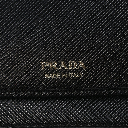 Prada Saffiano Metal Card Holder Compact Wallet Black 6 of 6