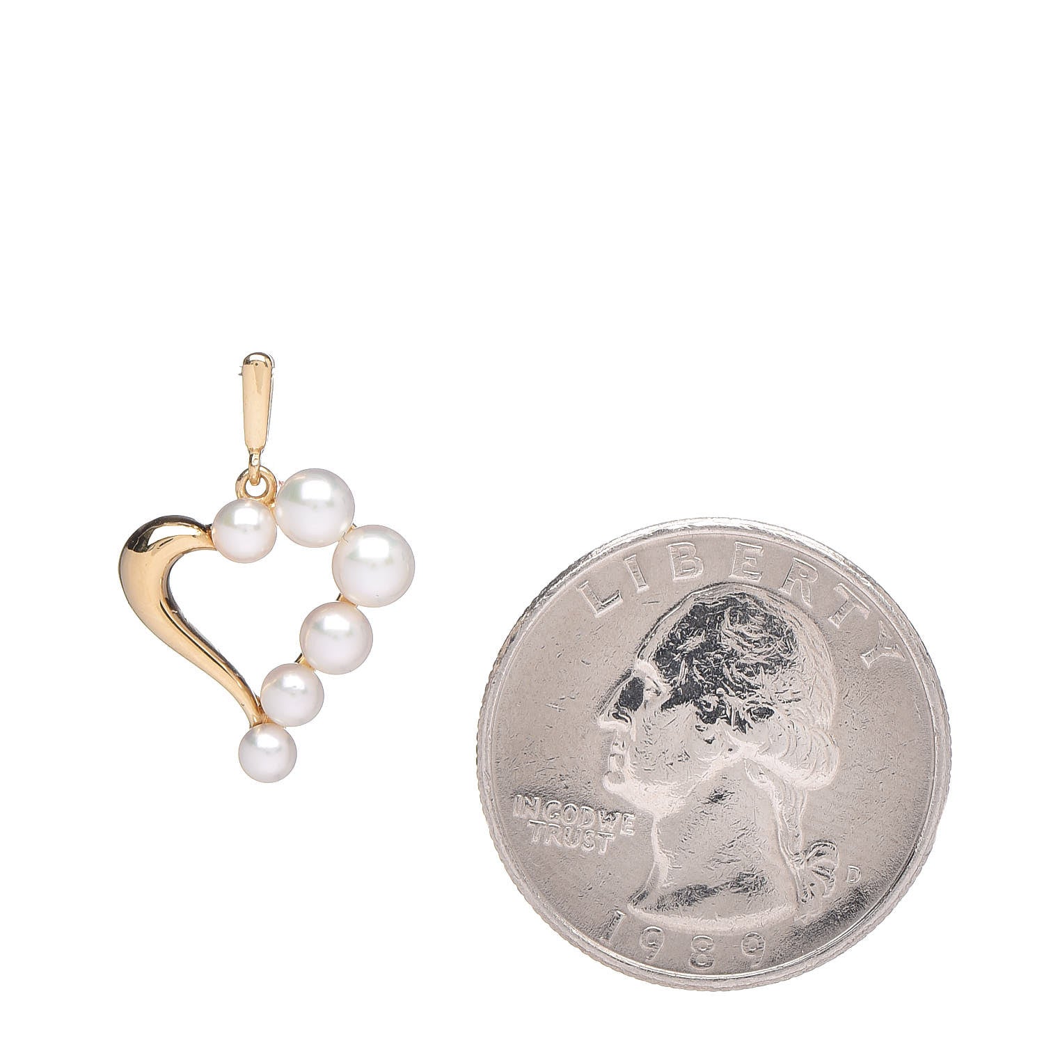 Mikimoto 18K Yellow Gold Akoya Pearl Heart Pendant 2 of 3