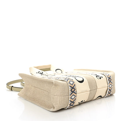 Chloe Cotton Calfskin Small Woody Ribbon Tote With Strap Slate Green 3 of 5