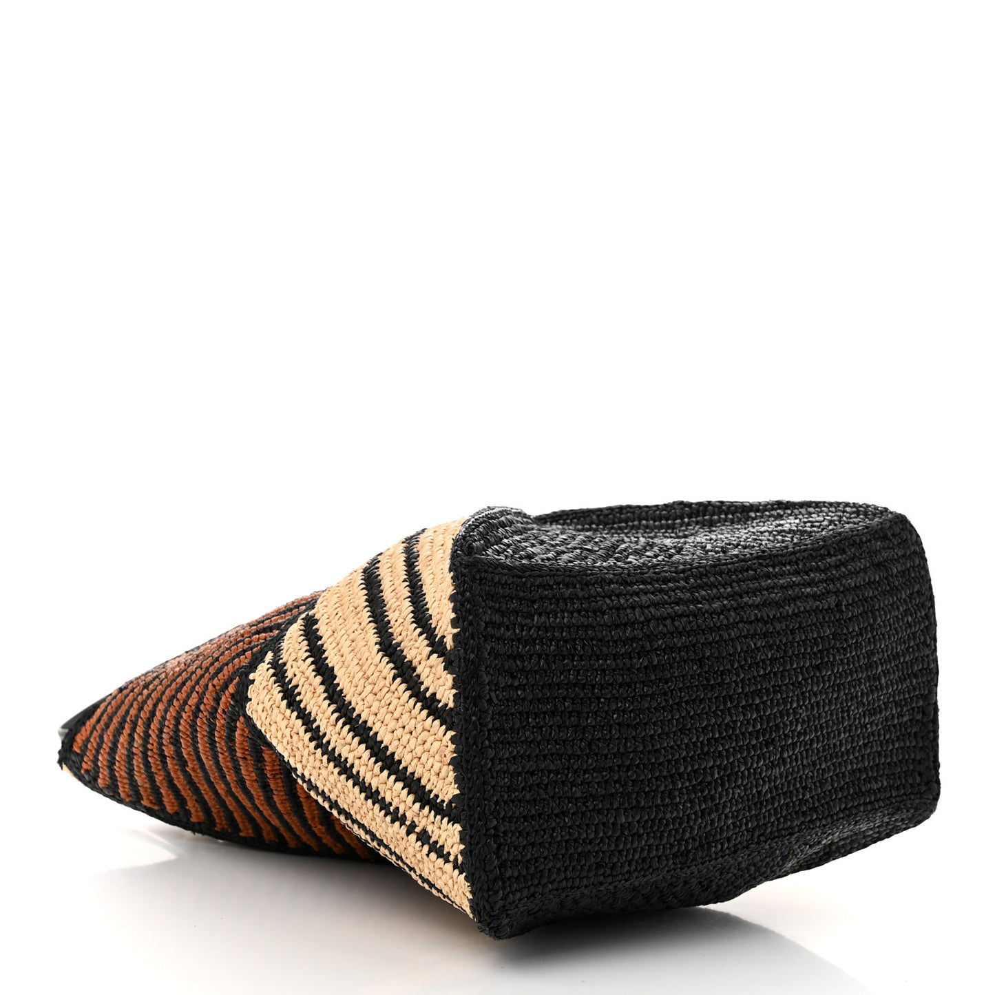 Raffia Calfskin Paula's Ibiza Medium Puzzle Fold Tote Natural Honey Gold