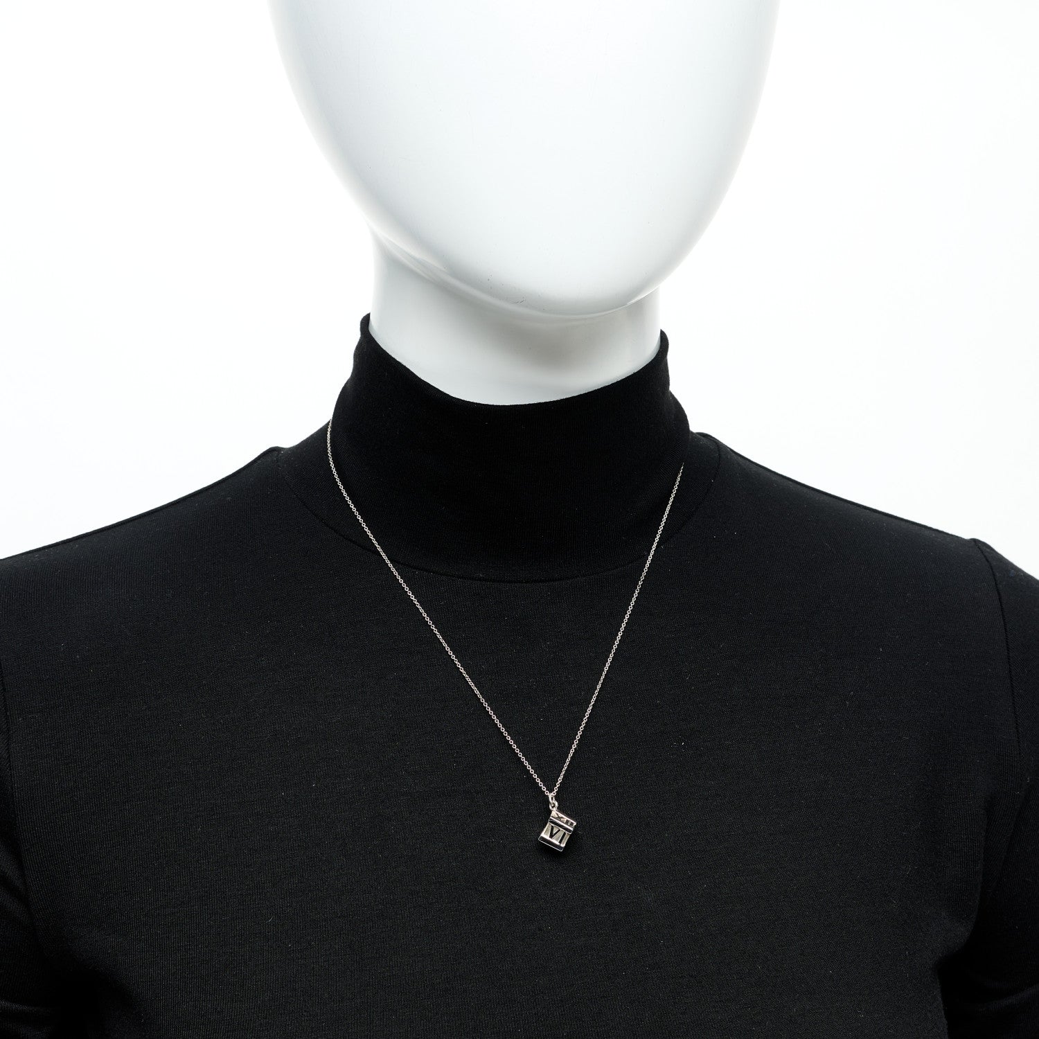 Tiffany Sterling Silver Atlas Cube Pendant Necklace 2 of 5