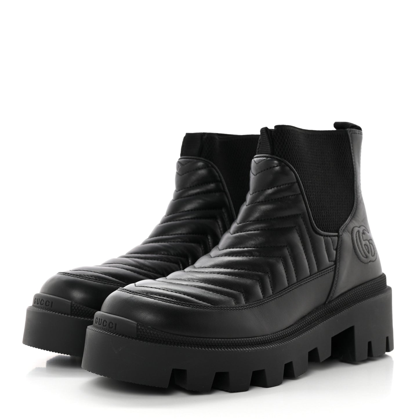 Calfskin Nappa Matelasse Frances Chelsea Boots 38.5 Black