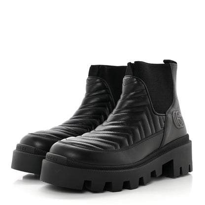 Gucci Calfskin Nappa Matelasse Frances Chelsea Boots 38.5 Black 3 of 14