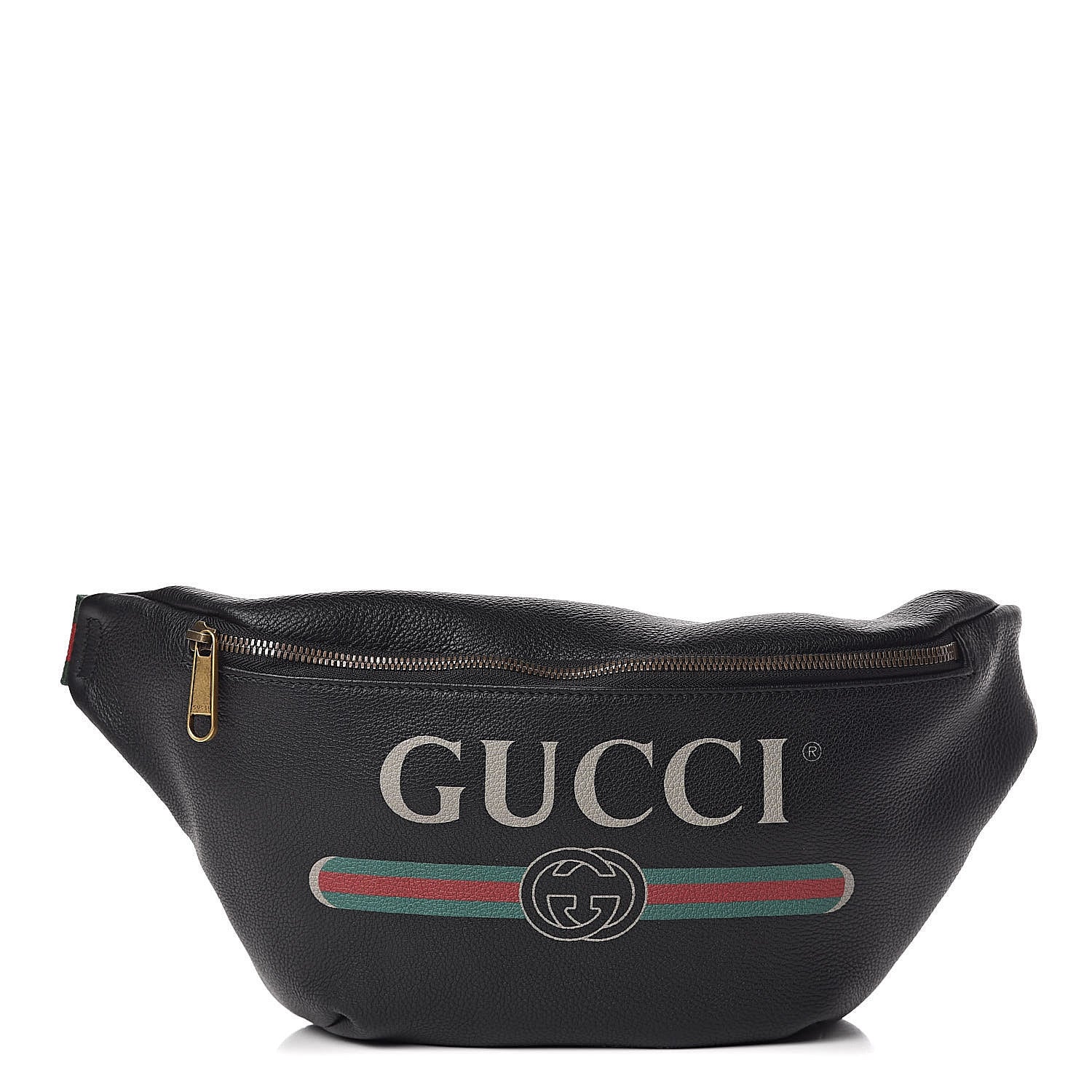 Gucci Grained Calfskin Logo Belt Bag Black 1 of 10