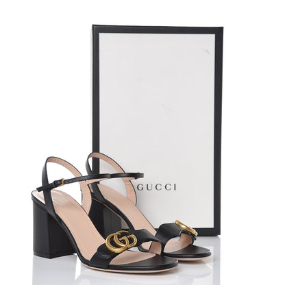 Gucci Lifford Calfskin GG Marmont Ankle Wrap 75mm Sandals 38.5 Black 8 of 8