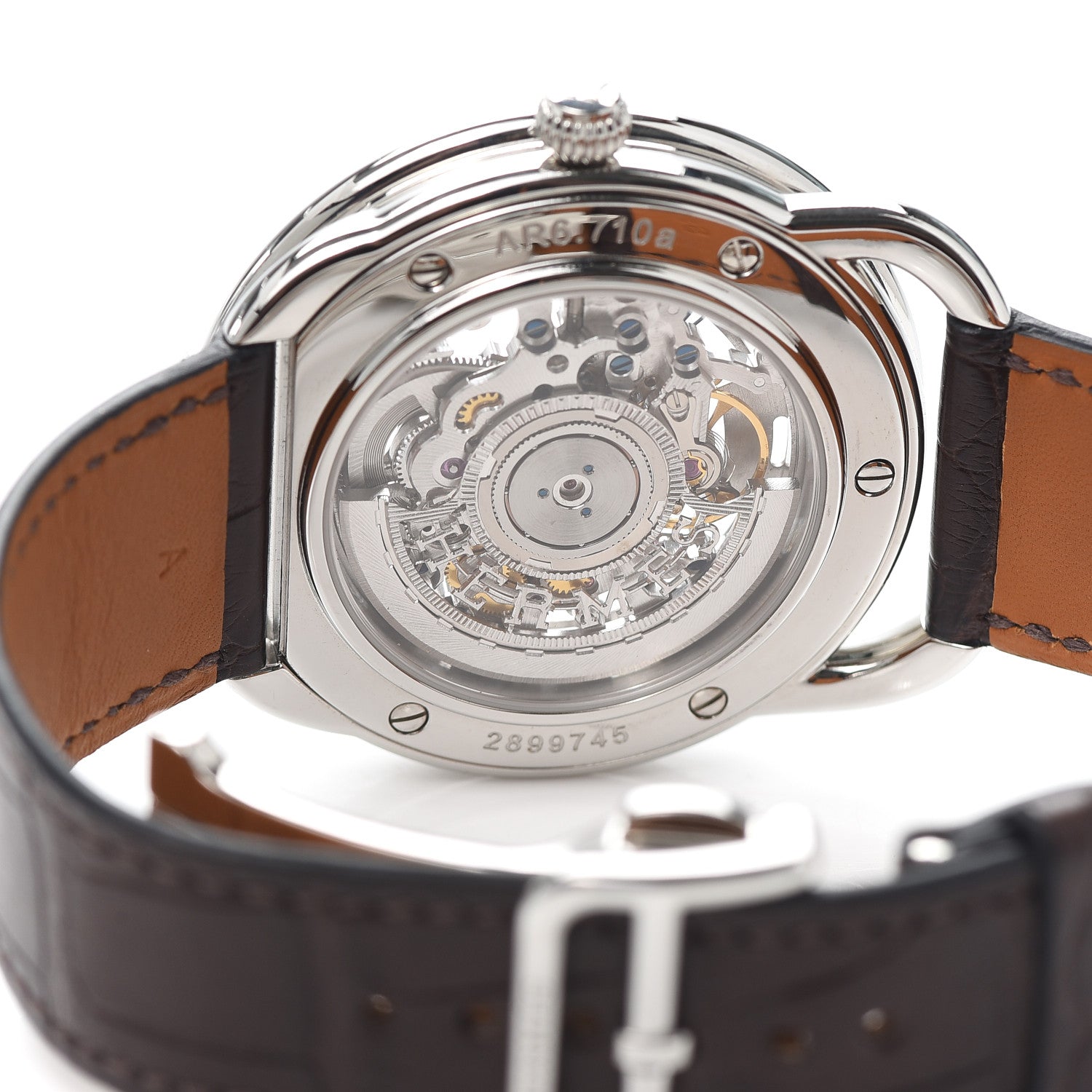 Hermes Stainless Steel Alligator 41mm Arceau Squelette Automatic Watch Havane 4 of 6