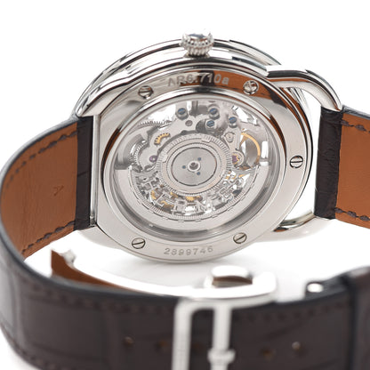 Hermes Stainless Steel Alligator 41mm Arceau Squelette Automatic Watch Havane 4 of 6