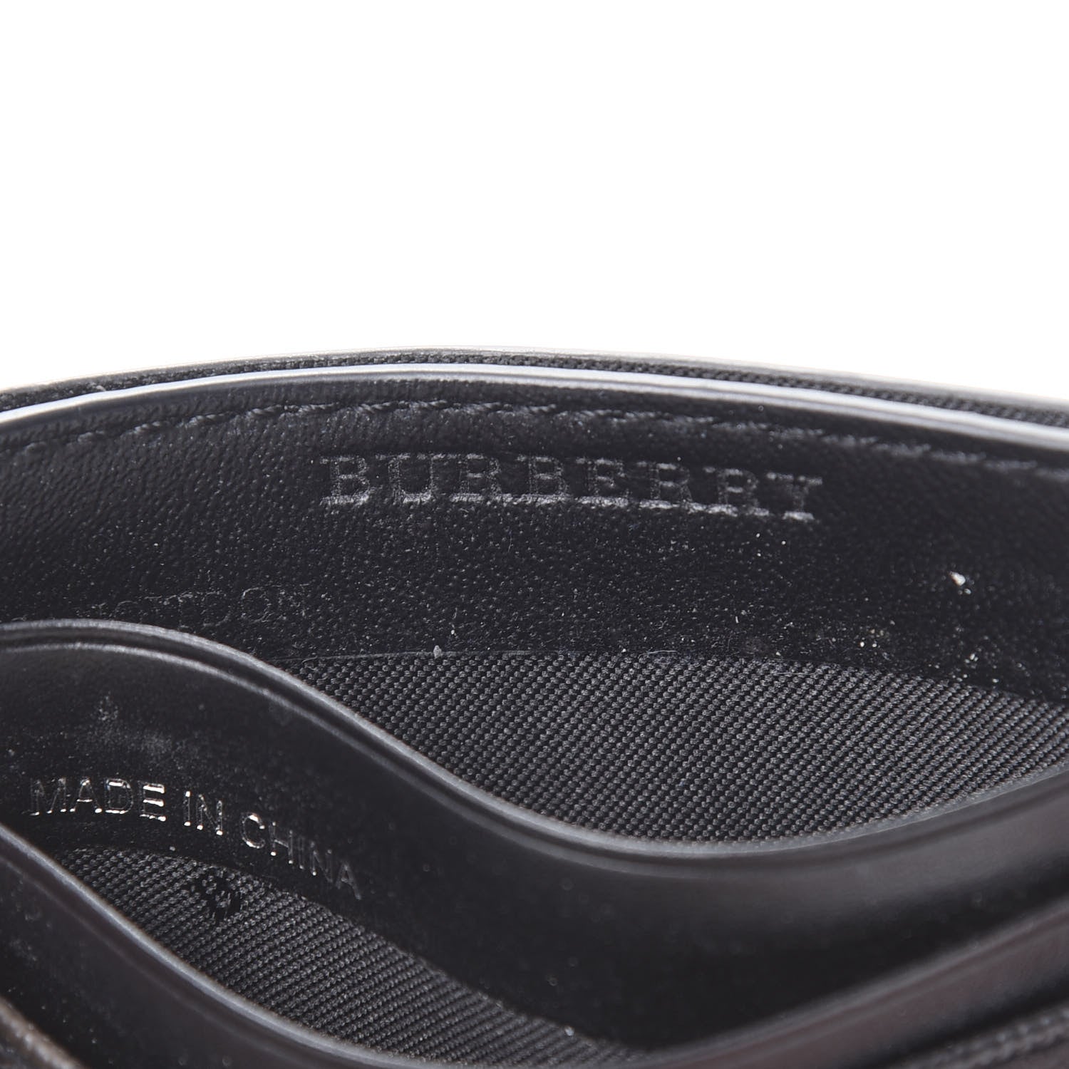 Burberry Grained Calfskin London Check Money Clip Card Case Navy Black 6 of 9