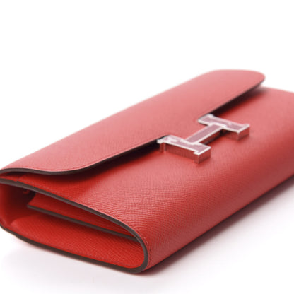 Hermes Epsom Enamel Constance Wallet To Go Rouge De Coeur Rubis 6 of 10