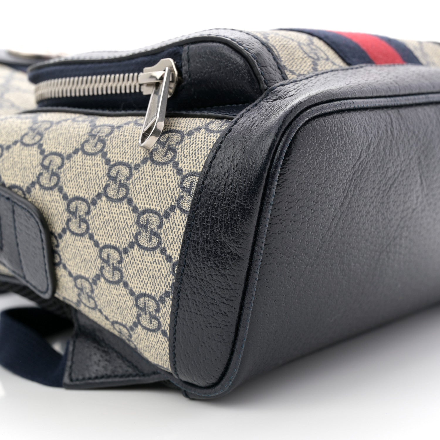 Gucci GG Supreme Monogram Textured Dollar Calfskin Web Small Ophidia Day Backpack Beige Blue Black 9 of 10
