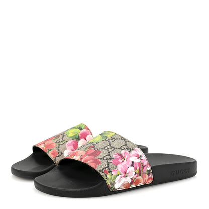 Gucci GG Supreme Monogram Blooms Slide Sandals 38 Beige Multicolor 4 of 8