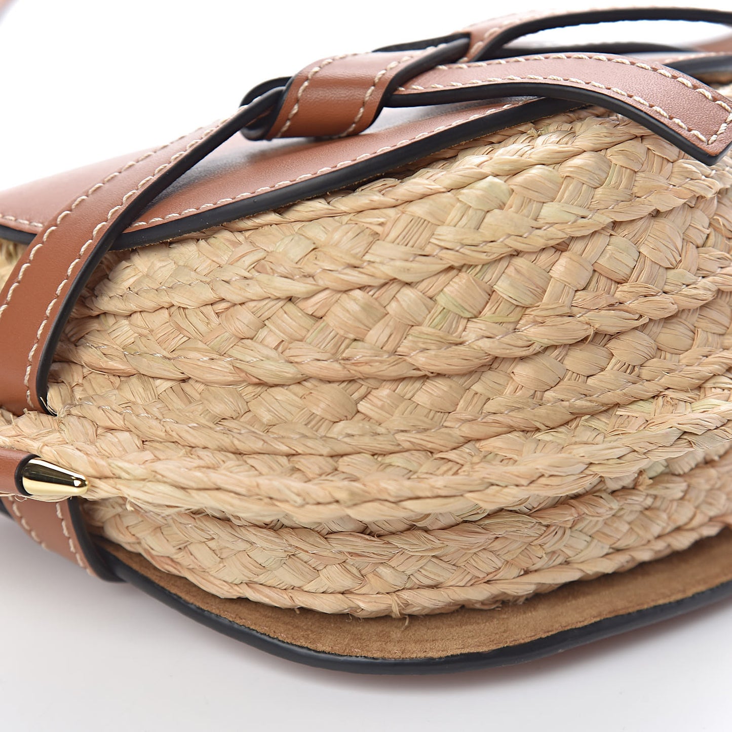 Calfskin Raffia Mini Gate Crossbody Bag Natural Tan