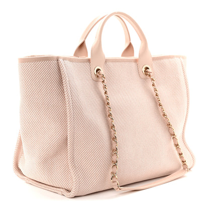 Chanel Mixed Fibers Calfskin Medium Deauville Tote Beige 3 of 10