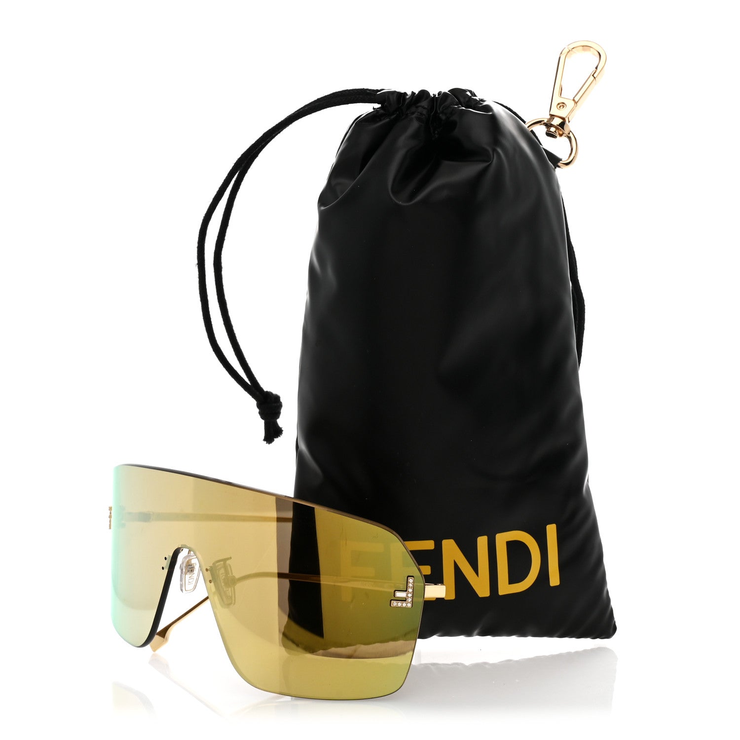 Fendi Metal Crystal Fendi First Shield Sunglasses FE4121US Gold 7 of 7