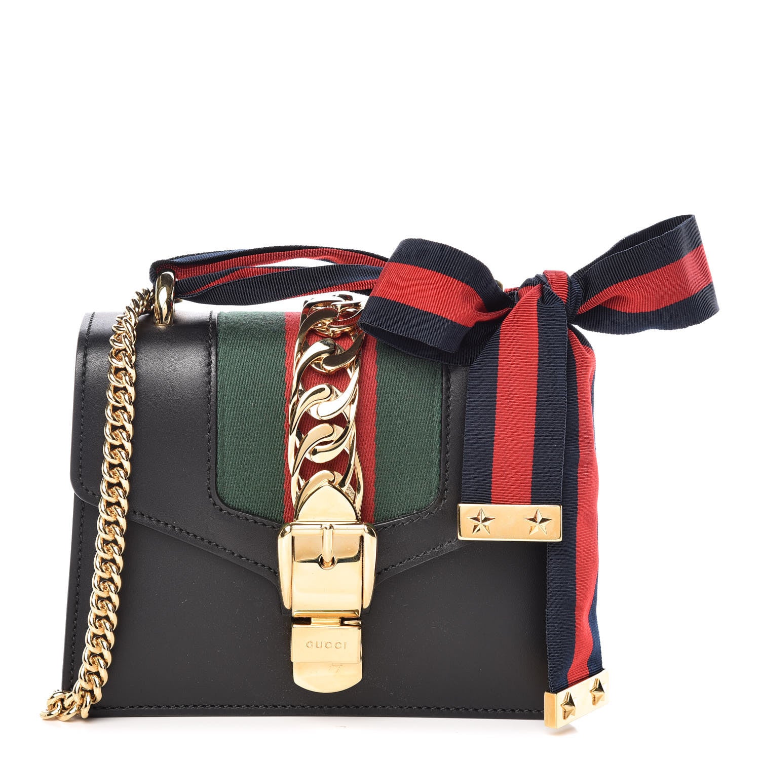 Gucci Calfskin Mini Sylvie Chain Shoulder Bag Black 1 of 11