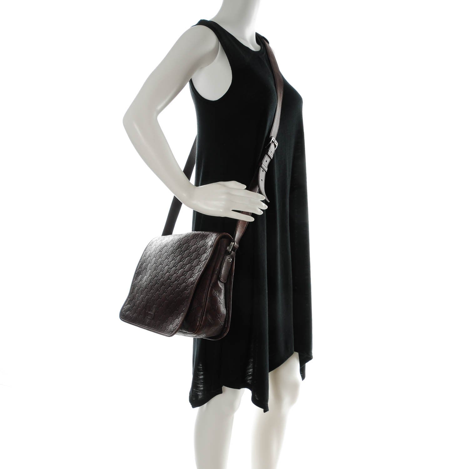 Gucci Guccissima Flap Messenger Bag Dark Brown 2 of 9