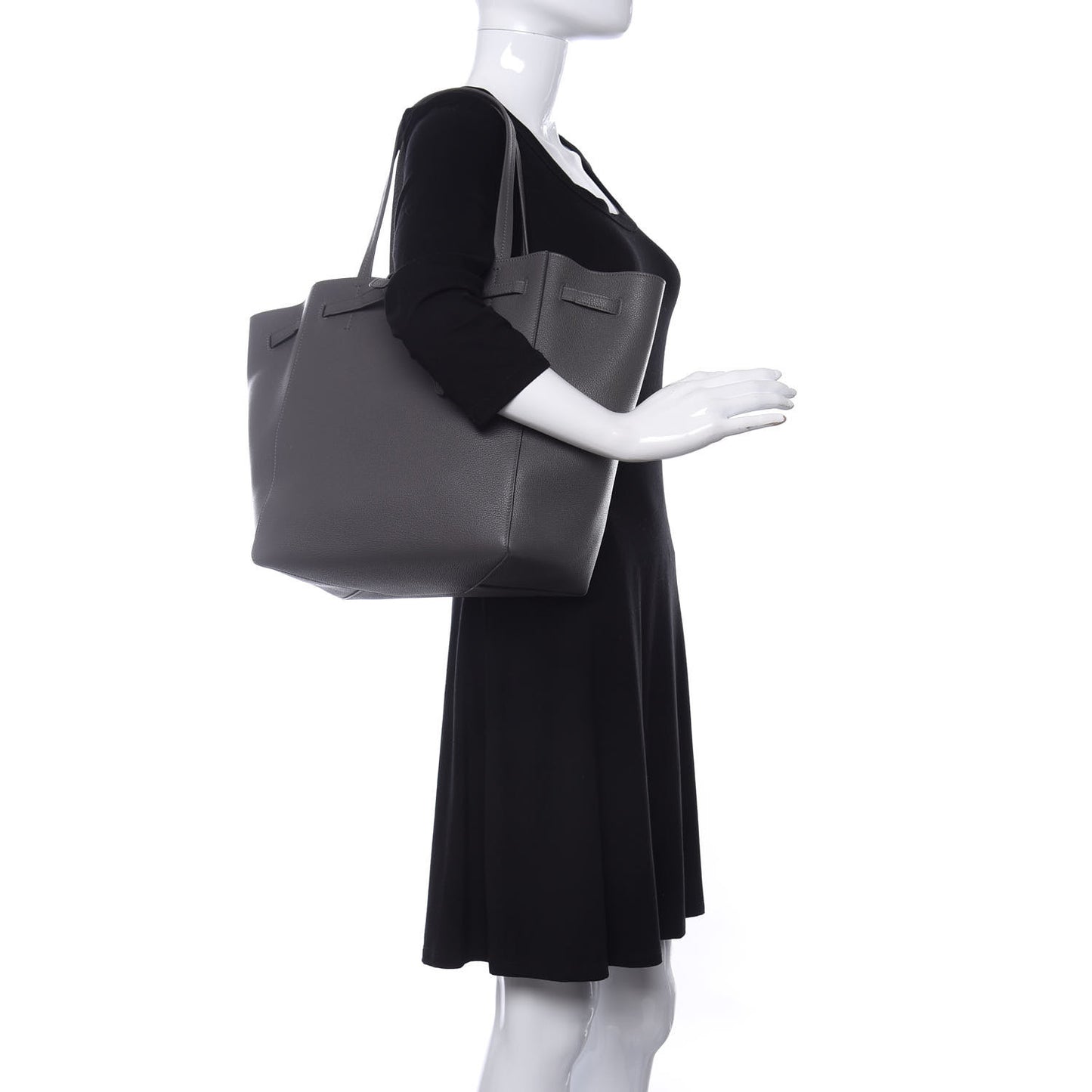 Soft Grained Calfskin Small Belt Cabas Phantom Grey