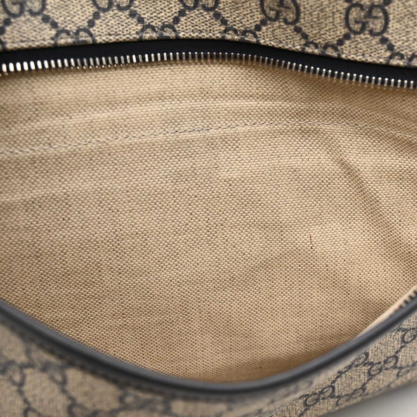 GG Plus Monogram Large Double Buckle Flap Messenger Bag Beige Navy
