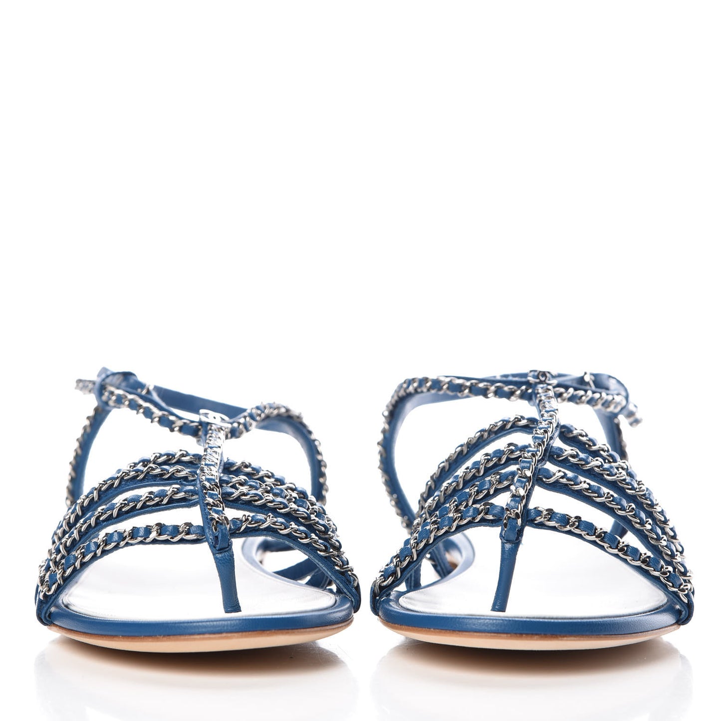 Kid Chain CC Logo Thong Sandals 40.5 Blue